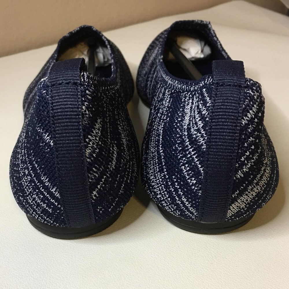 Blue & White Marled Pointed Toe Knit Texture Ballet Flats  NEW!! - Picture 6 of 11
